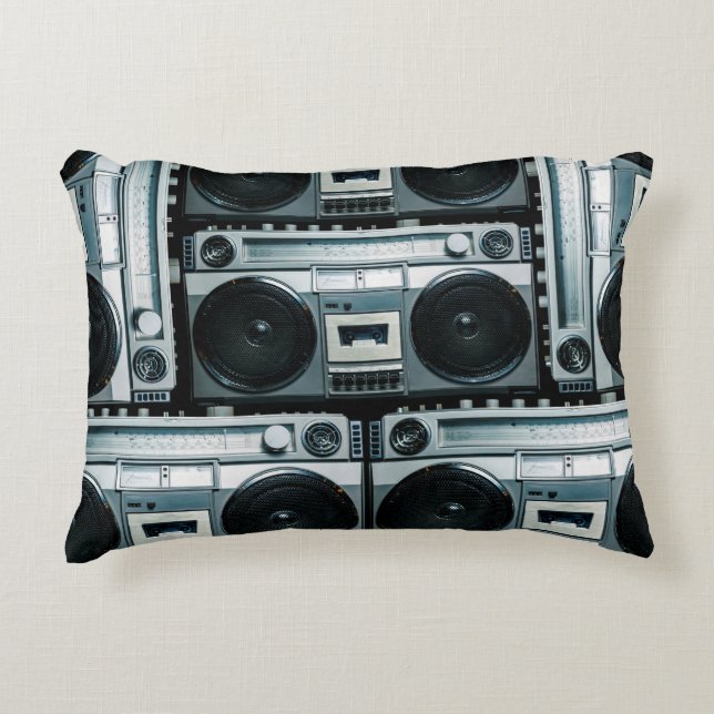 Vintage radio boombox decorative cushion (Front)