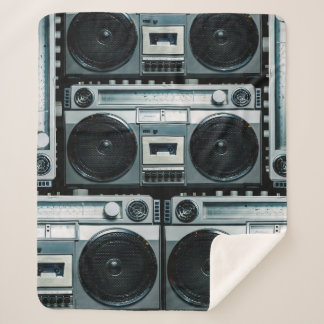 Vintage radio boombox sherpa blanket