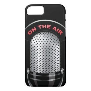 Vintage radio microphone on air black silver red iPhone 8/7 case