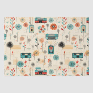 Vintage Radio Wildflower Cream Botanical Tissue Paper