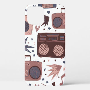 Vintage radios and tape recorders. Seamless patter iPhone 12 Case