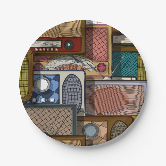 Vintage Radios Paper Plate (Front)