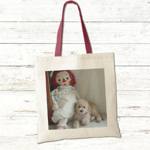 Vintage Rag Doll & Sweet Cute Cockapoo Puppy Dog Tote Bag
