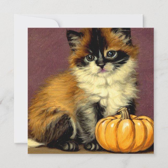 Vintage Ragdoll Halloween Cat Invitation (Front)
