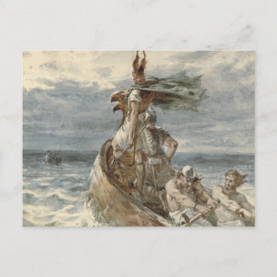 Vintage Raiding Vikings Painting (1873) Postcard