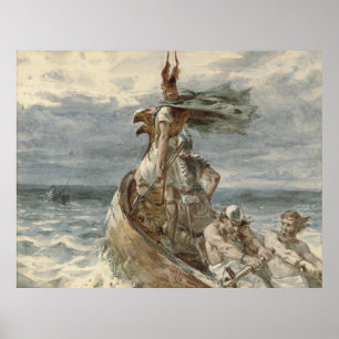 Vintage Raiding Vikings Painting (1873) Poster