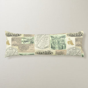 Vintage Railroad Newspaper Advertisements Collage Body Cushion