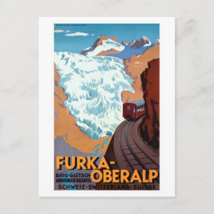 Vintage Railroad Switzerland Alps Travel Postcard