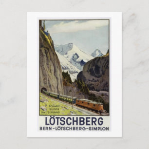 Vintage Railroad Vacation in Switzerland Postcard