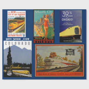 Vintage Railway Advertising Wrapping Paper