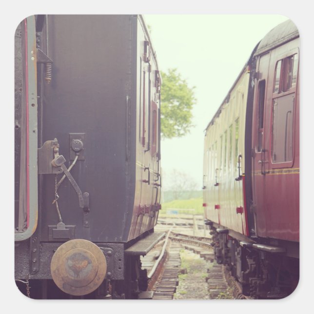 Vintage Railway Carriages Square Sticker (Front)