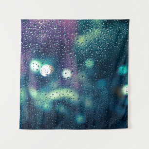 Vintage Rain Drops Window Effect Tapestry