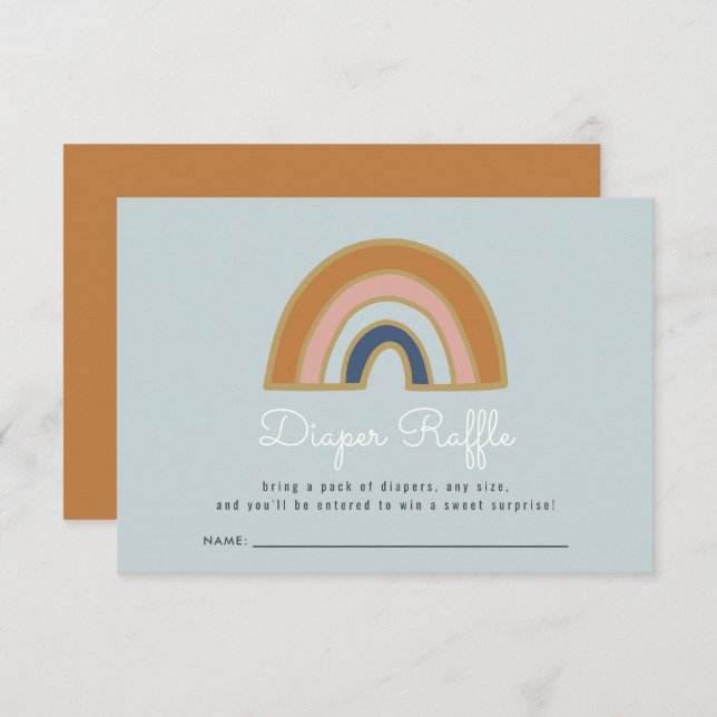 Vintage Rainbow Baby Shower Diaper Raffle Enclosure Card (Front/Back)