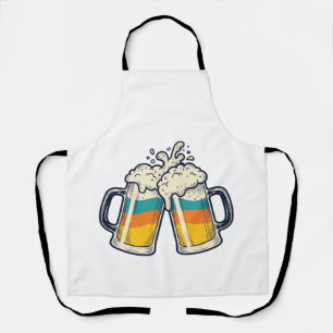 Vintage Rainbow Beer Mug Cheers Vector Shirt_1 Apron
