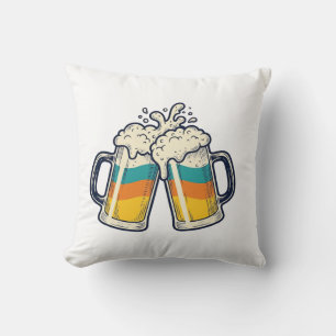 Vintage Rainbow Beer Mug Cheers Vector Shirt_1 Cushion