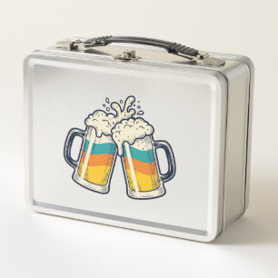 Vintage Rainbow Beer Mug Cheers Vector Shirt_1 Metal Lunch Box