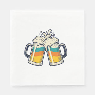 Vintage Rainbow Beer Mug Cheers Vector Shirt_1 Napkin