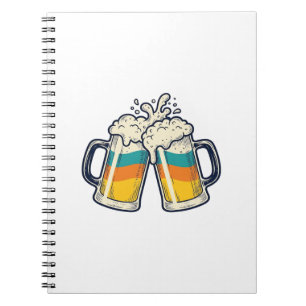 Vintage Rainbow Beer Mug Cheers Vector Shirt_1 Notebook