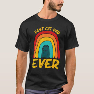 Vintage Rainbow Best Cat Dad Ever Cat Daddy T-Shirt