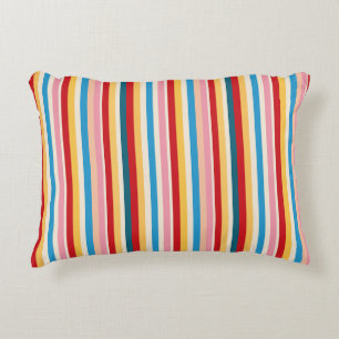 Vintage Rainbow Carnival RetroStripes Multi Colou Decorative Cushion