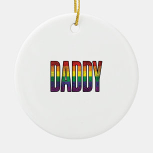 Vintage Rainbow Daddy Pride Typography T-Shirt_1 Ceramic Ornament