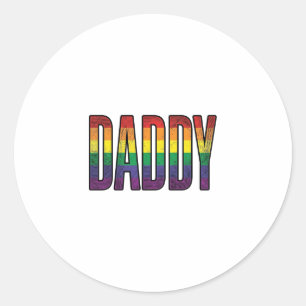 Vintage Rainbow Daddy Pride Typography T-Shirt_1 Classic Round Sticker