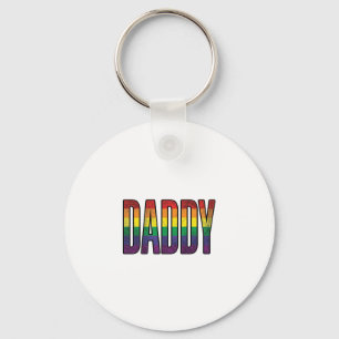 Vintage Rainbow Daddy Pride Typography T-Shirt_1 Key Ring