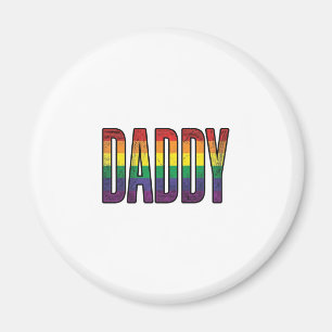 Vintage Rainbow Daddy Pride Typography T-Shirt_1 Magnet