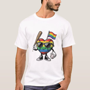Vintage Rainbow Heart Baseball Pride Shirt Design_