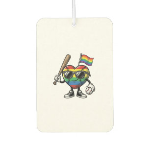 Vintage Rainbow Heart Baseball Pride Shirt Design_ Car Air Freshener
