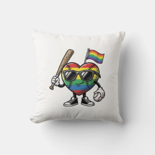 Vintage Rainbow Heart Baseball Pride Shirt Design_ Cushion