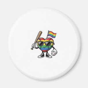 Vintage Rainbow Heart Baseball Pride Shirt Design_ Magnet