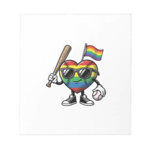 Vintage Rainbow Heart Baseball Pride Shirt Design_ Notepad