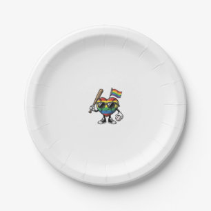 Vintage Rainbow Heart Baseball Pride Shirt Design_ Paper Plate