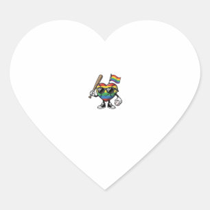 Vintage Rainbow Heart Baseball Pride Shirt Design_ Sticker