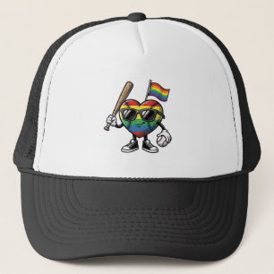 Vintage Rainbow Heart Baseball Pride Shirt Design_ Trucker Hat
