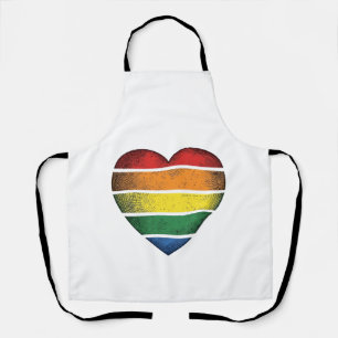 Vintage Rainbow Heart Pride Vector Shirt Design_1 Apron