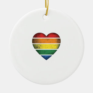 Vintage Rainbow Heart Pride Vector Shirt Design_1 Ceramic Ornament