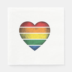 Vintage Rainbow Heart Pride Vector Shirt Design_1 Napkin
