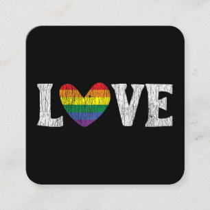 Vintage Rainbow Love Proud Family Matching Gay Les Square Business Card