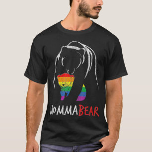 Vintage Rainbow Mama Bear Hug Love Support Parent  T-Shirt