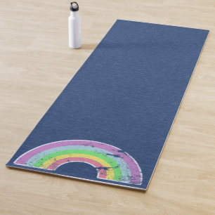 Vintage Rainbow on Faux Denim Yoga Mat
