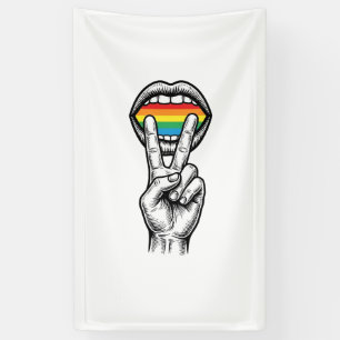 Vintage Rainbow Peace Hand Pride Vector Shirt_1 Banner