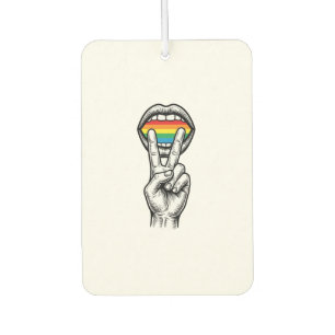 Vintage Rainbow Peace Hand Pride Vector Shirt_1 Car Air Freshener