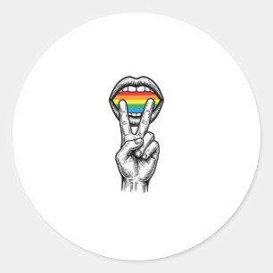 Vintage Rainbow Peace Hand Pride Vector Shirt_1 Classic Round Sticker