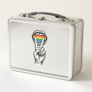 Vintage Rainbow Peace Hand Pride Vector Shirt_1 Metal Lunch Box