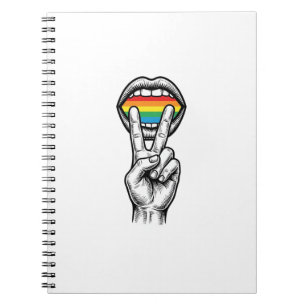 Vintage Rainbow Peace Hand Pride Vector Shirt_1 Notebook