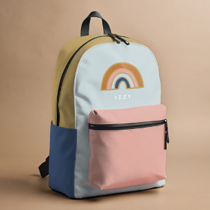 Vintage Rainbow Personalised Name Initials Printed Backpack