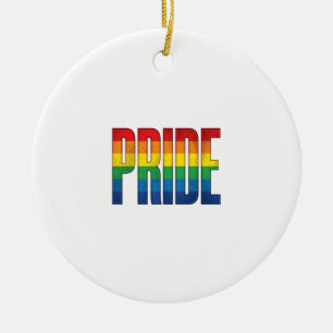 Vintage Rainbow Pride Typography Shirt Design_1 Ceramic Ornament