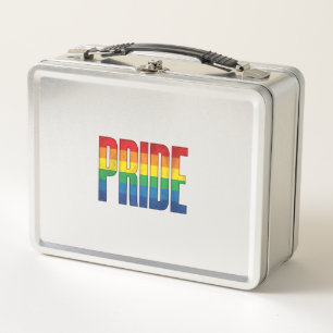 Vintage Rainbow Pride Typography Shirt Design_1 Metal Lunch Box